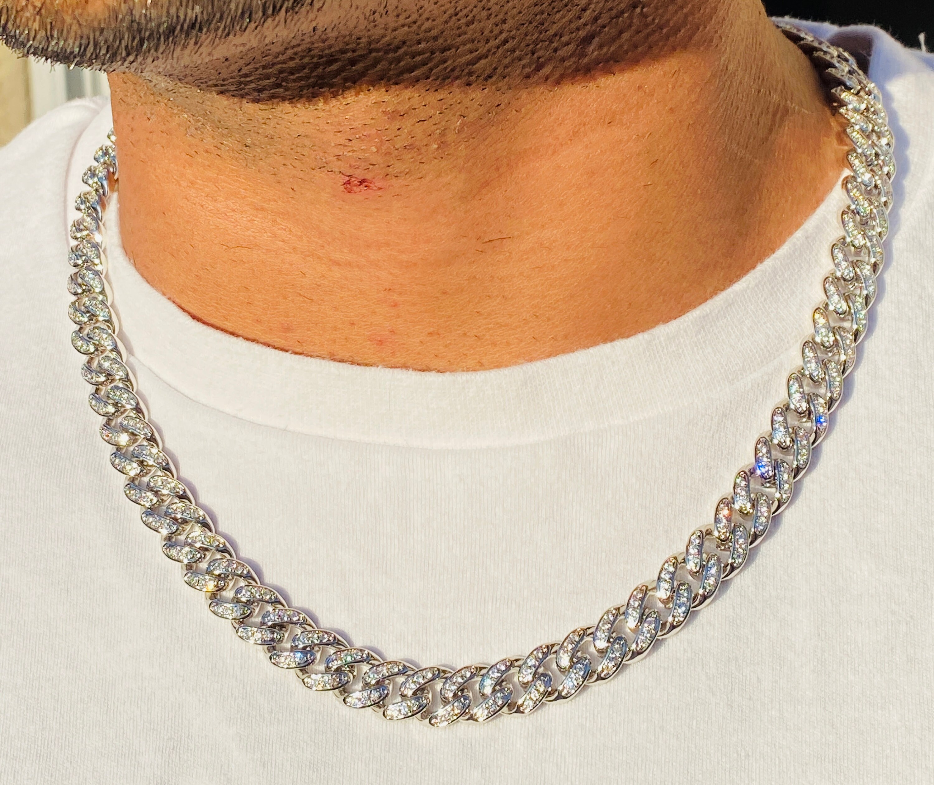 Men's 10mm Miami Cuban Link Chain Necklace, 14K Gold 5X Layered Cuban