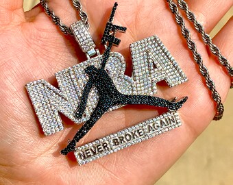 CZ Diamond 38 Never Broke Again Pendant Necklace with 24 Rope Chain CZ Diamond 38 Never Broke Again Pendant Necklace with 24 Rope Chain