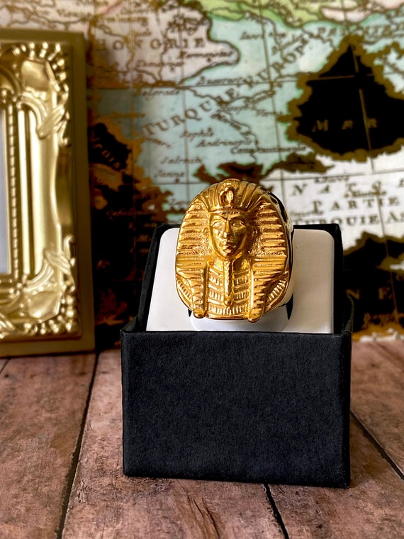 Men s Women s Egyptian King Pharaoh Ring 14k Gold 5X Layered
