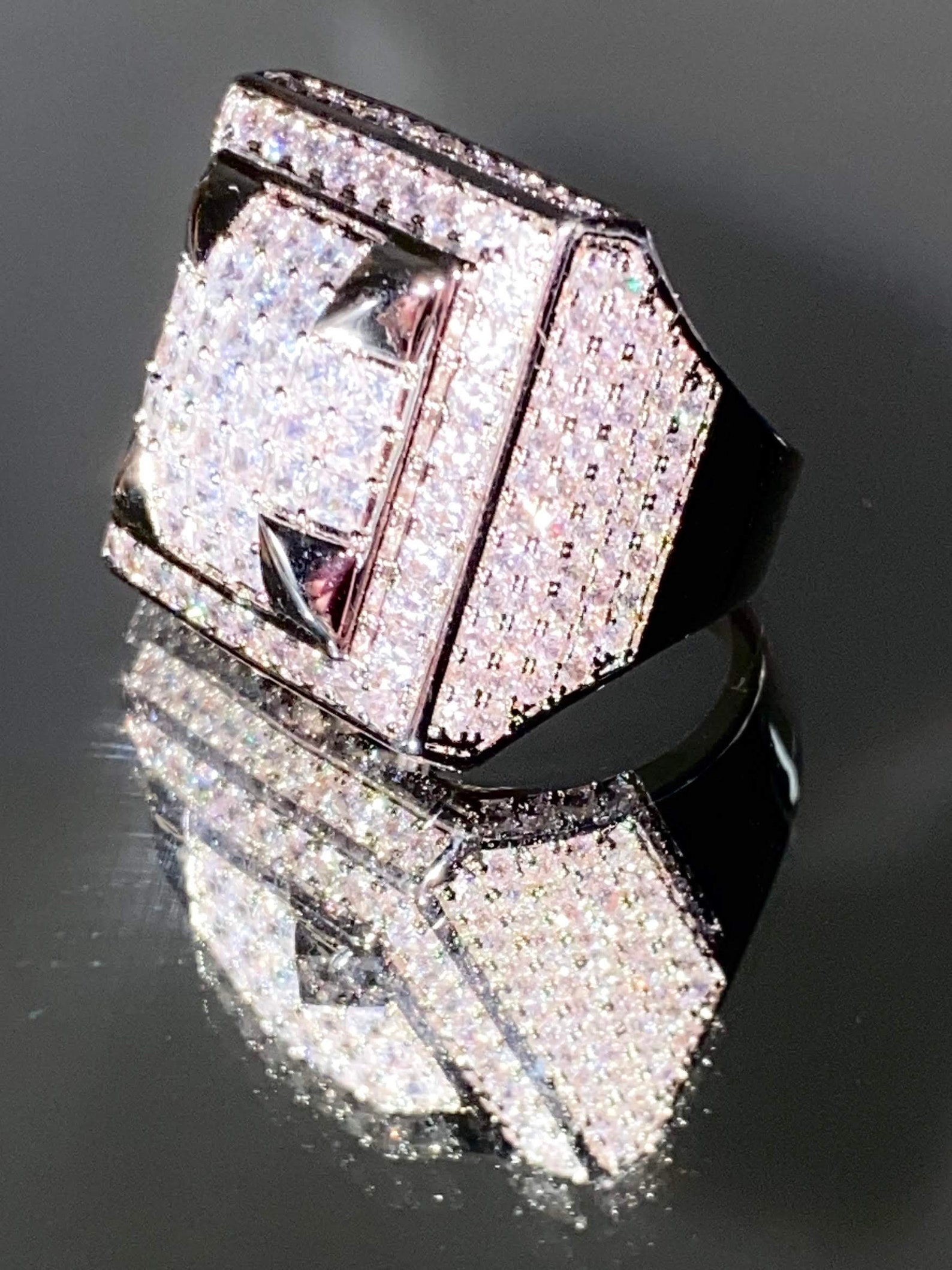 Men's Ice out RingSilver 5X layered Diamond Cz Ring Etsy