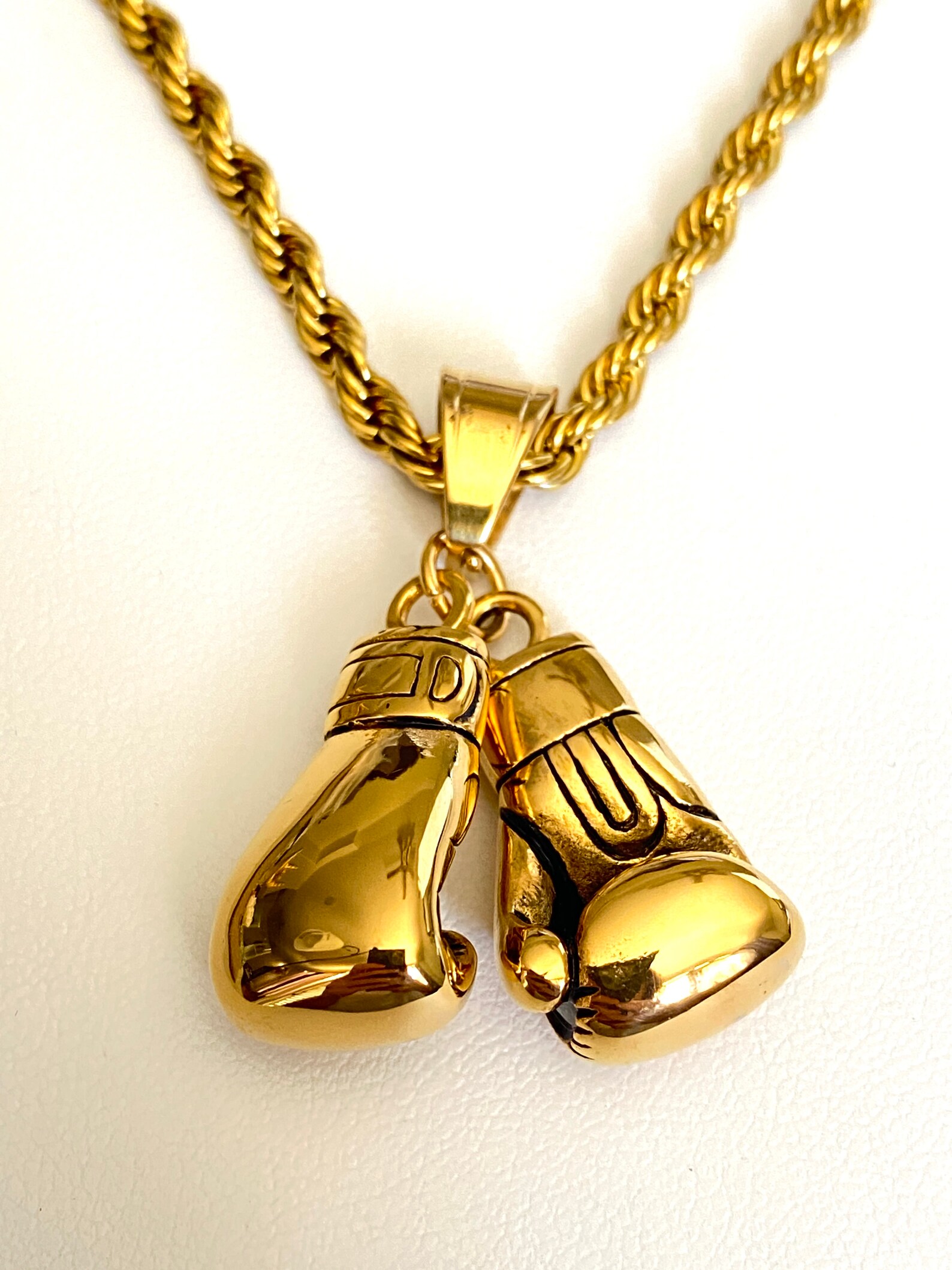 Boxer Necklace Men's 14k Gold 5X Layered Stainless Steel Etsy