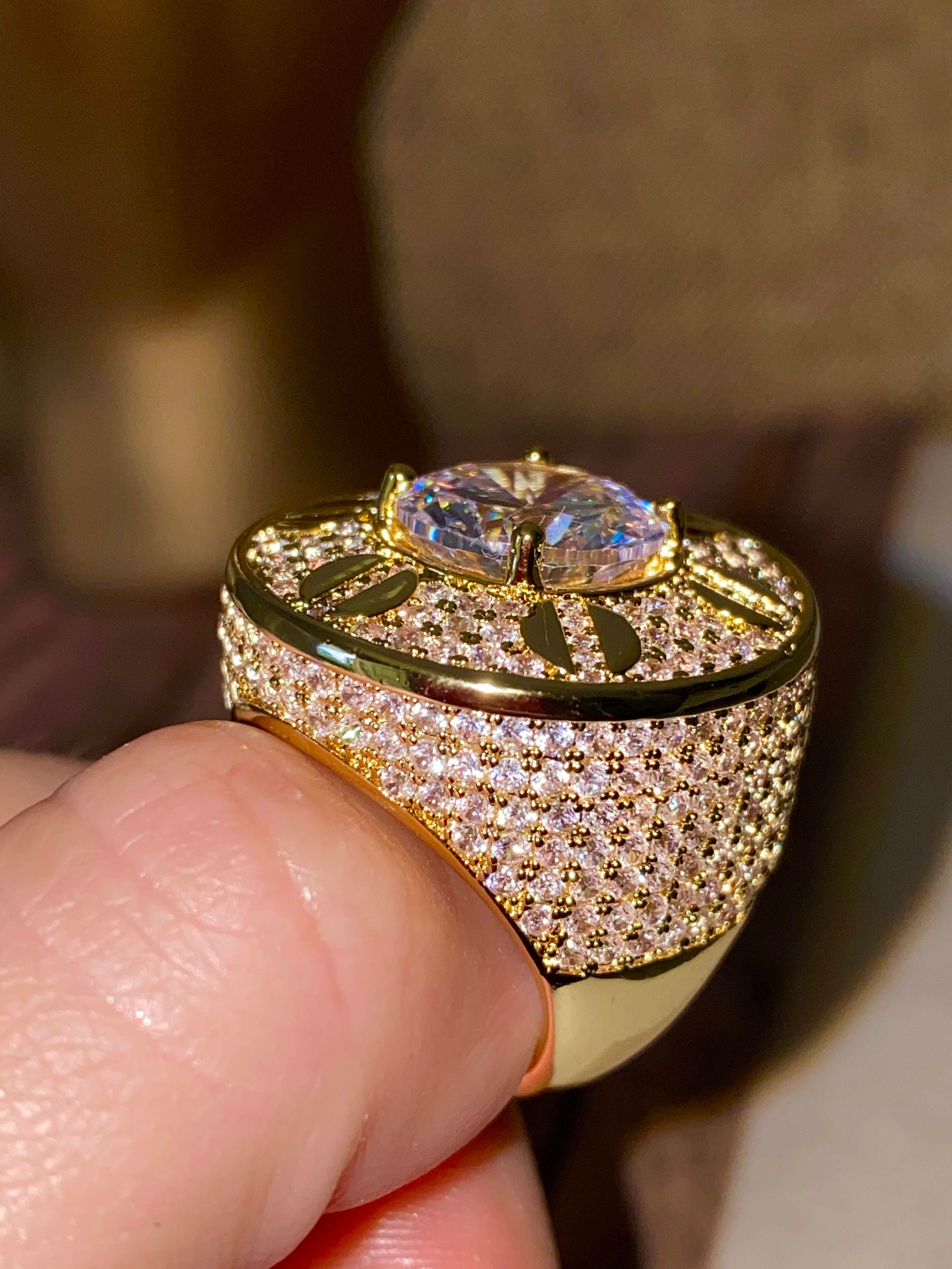 Men's Ice out Ring14k Gold 5X layered Diamond Cz Ring Etsy