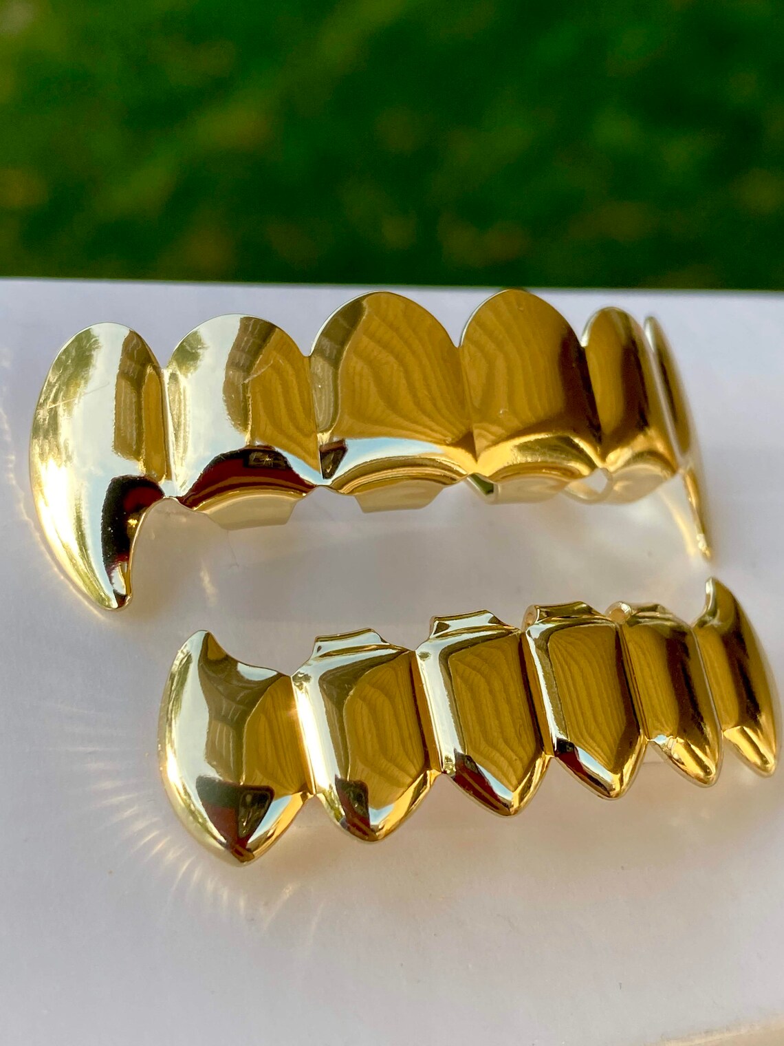 14K Gold 5X Layered 6 Teeth Fang Grillz Gold CZ Grillz Top Etsy
