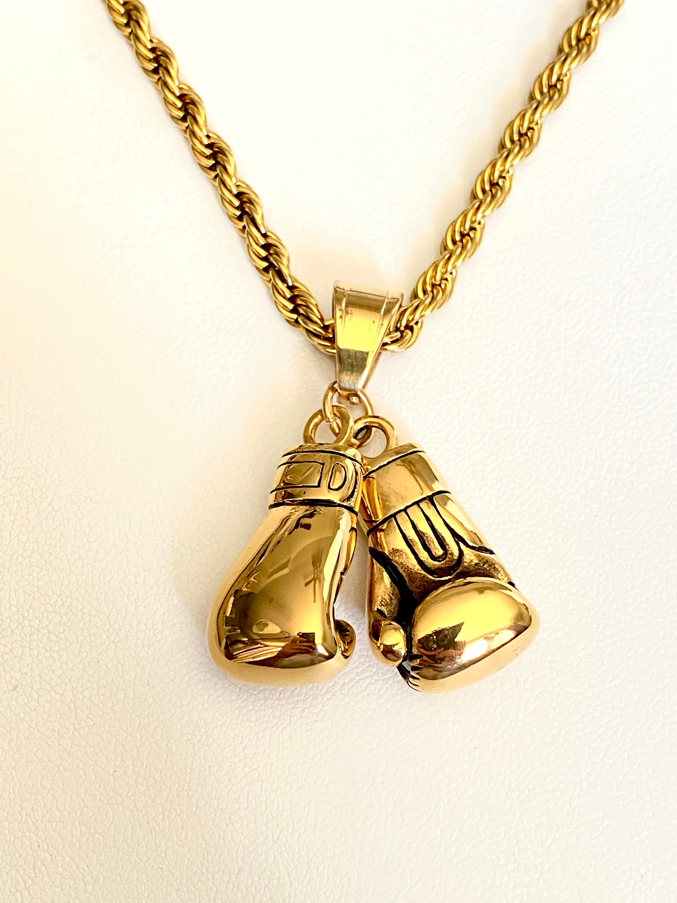 Boxer Necklace Men's 14k Gold 5X Layered Stainless Steel Etsy