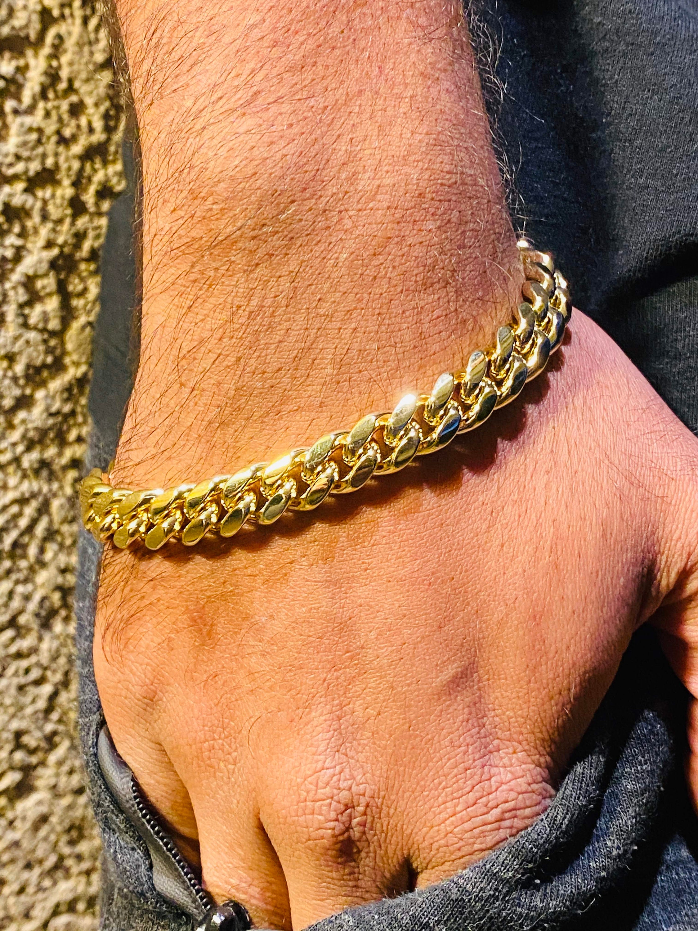 Mens Miami Cuban Link Bracelet 14k Gold 5X Layered Stainless Etsy