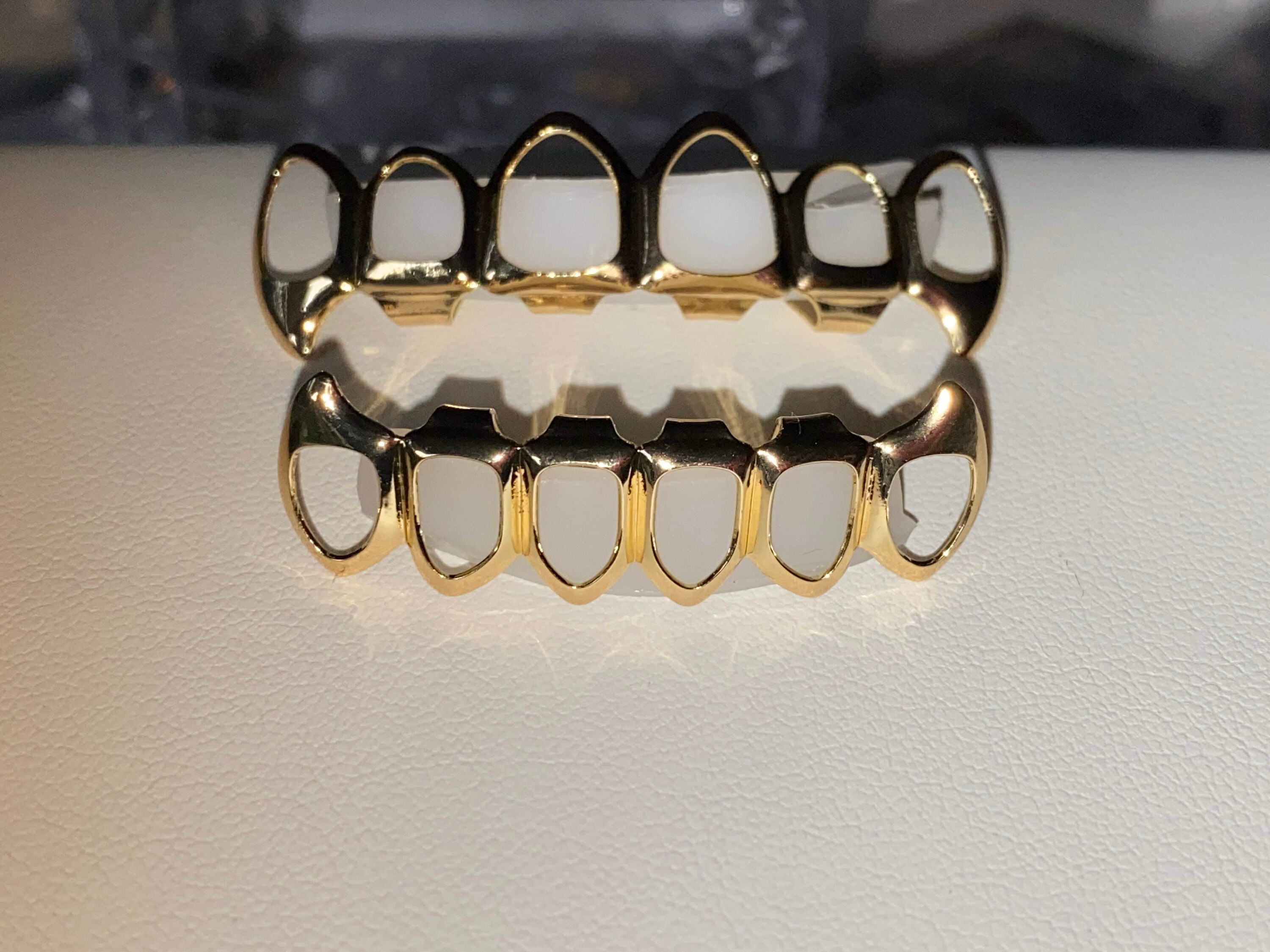 14K Gold 5X Layered 6 Piece Fang Grillz Gold CZ Grillz Top Etsy