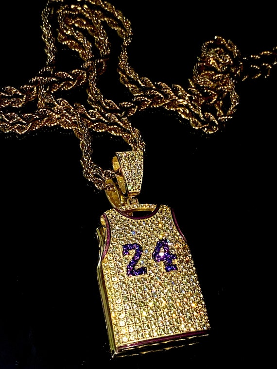 Kobe Jersey Men's Women 925 Silver 14k Gold 5X Layered | Etsy Kobe Jersey Men's Women 925 Silver 14k Gold 5X Layered | Etsy