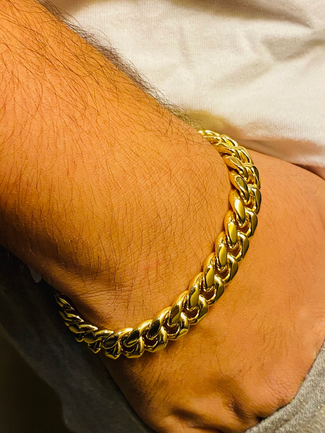 Mens Miami Cuban Link Bracelet 14k Gold 5X Layered stainless | Etsy