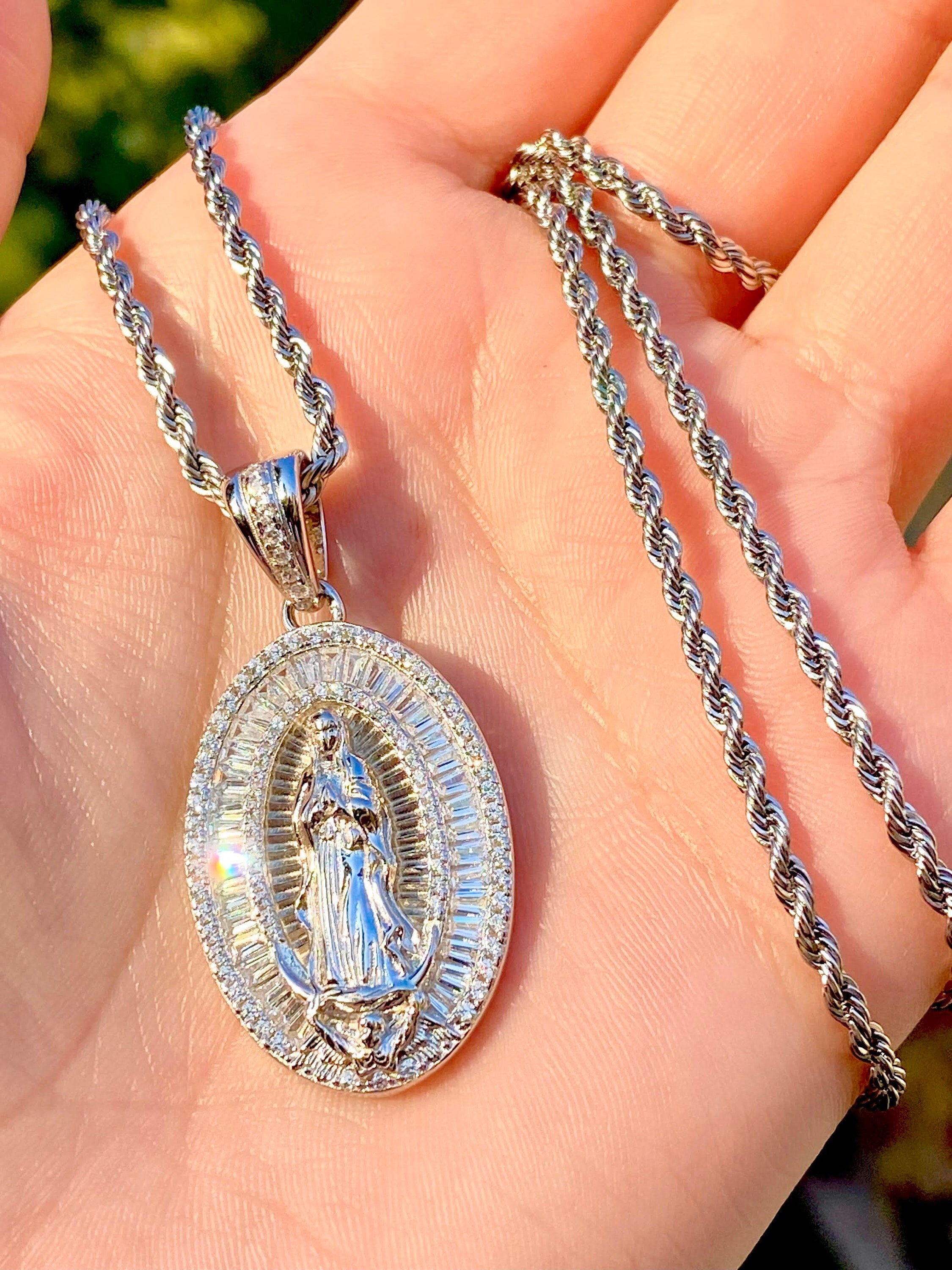 925 Sterling silver Virgen de Guadalupe Pendant 20;Long Necklace mens womens 925 Sterling silver Virgen de Guadalupe Pendant 20;Long Necklace mens womens