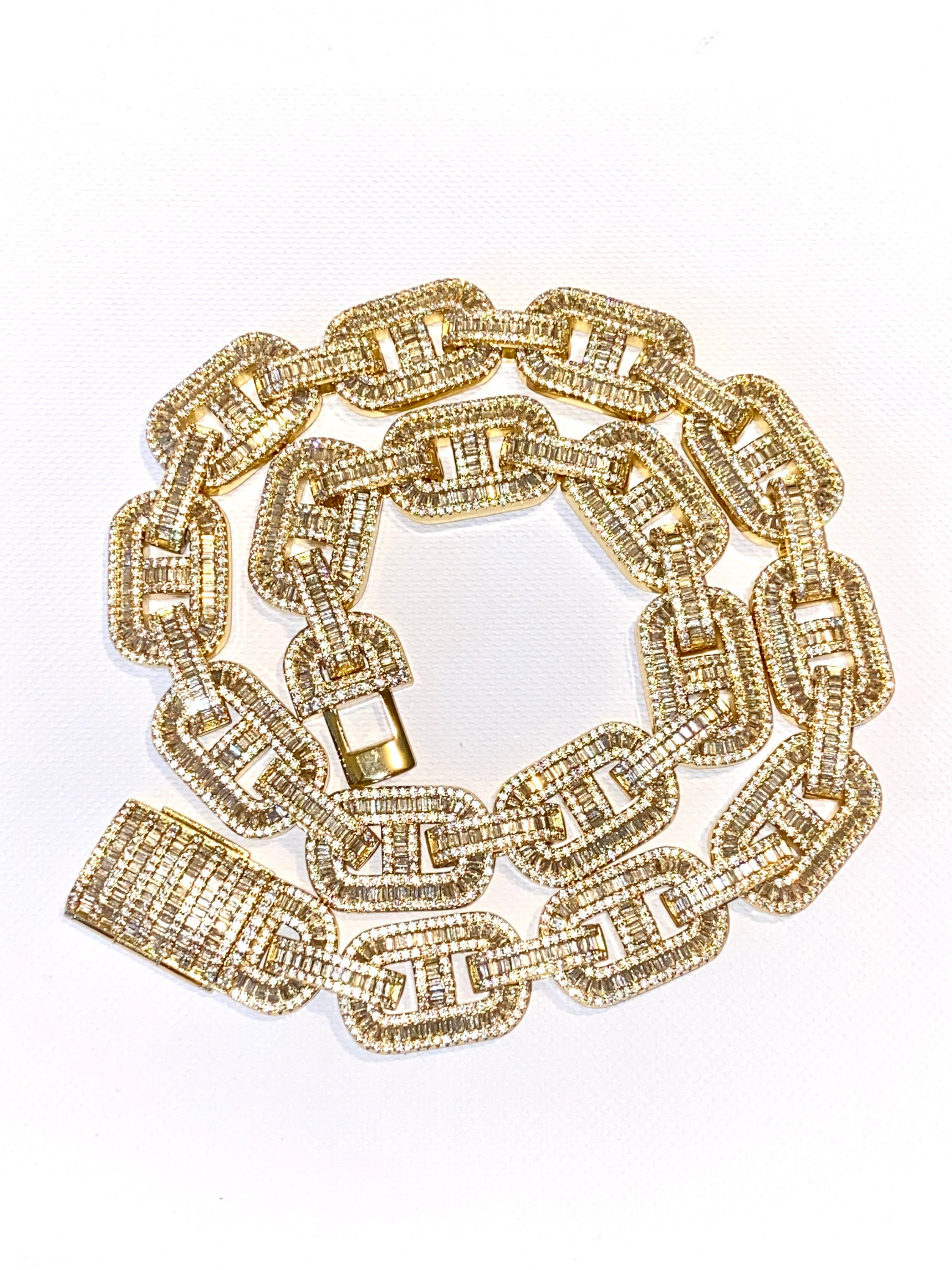 Men's Desginer Link Chain Necklace14k Gold 5X Layered | Etsy