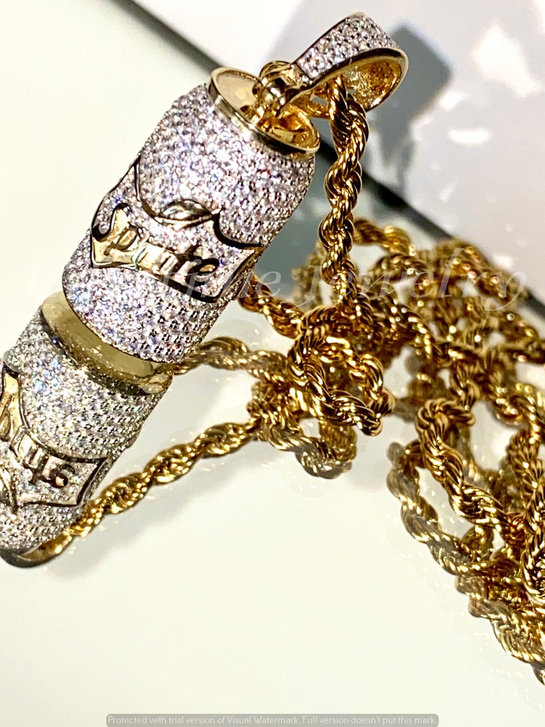 Men/'s 14k Gold 5X Layered Iced Soda Can Pendant,14k layered Stainless Steel 2mm Rope Chain 16-24Inches Chain and pendant Set
