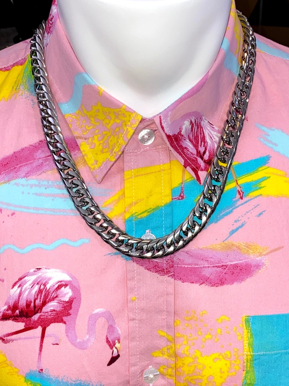 Men's Miami Cuban Link Chain Silver 5X Layered stainless Etsy