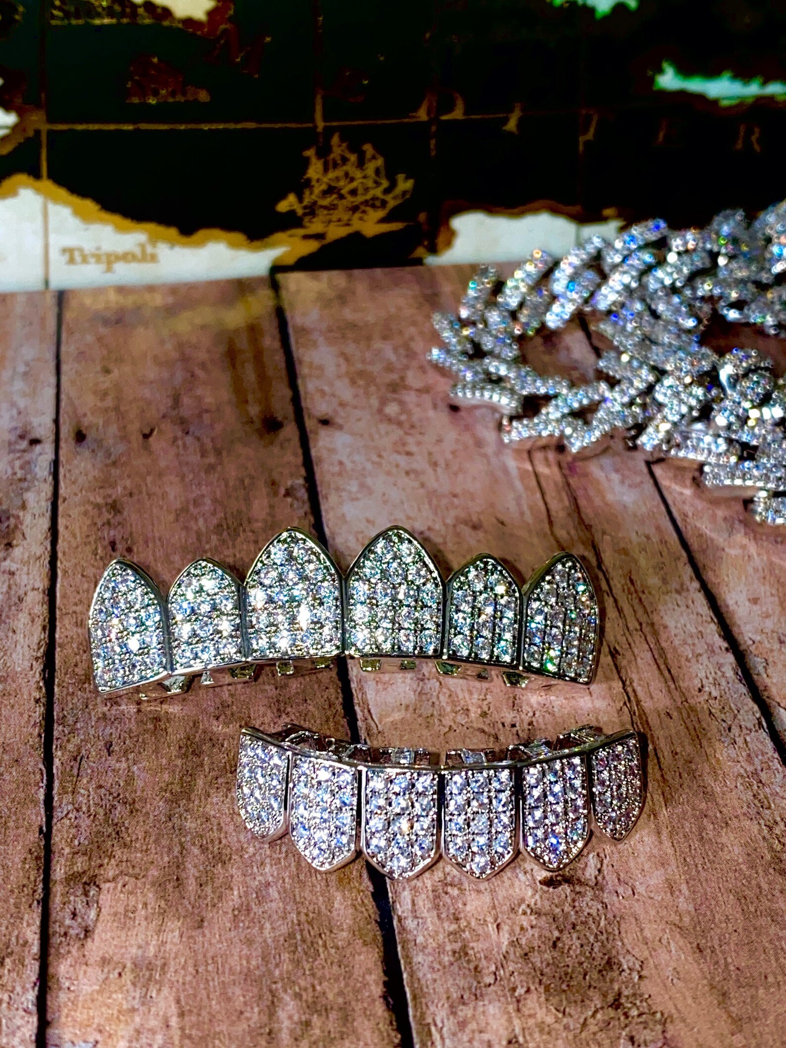 14k White Gold Layered 6 Piece Grillz Gold CZ Grillz Top and Etsy