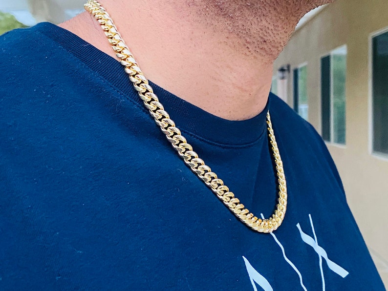 Men's Miami Cuban Link Chain 14k Gold 5X Layered Stainless - Etsy