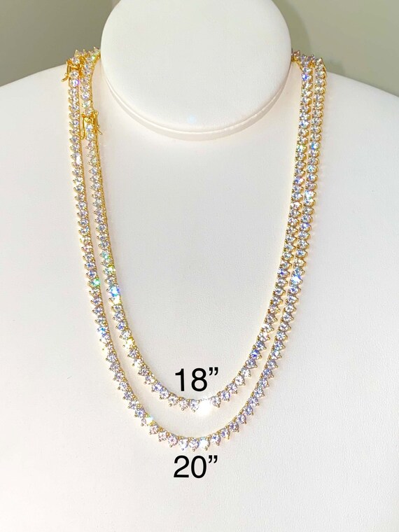 Bling Tennis Necklace Men's Women's 14k 