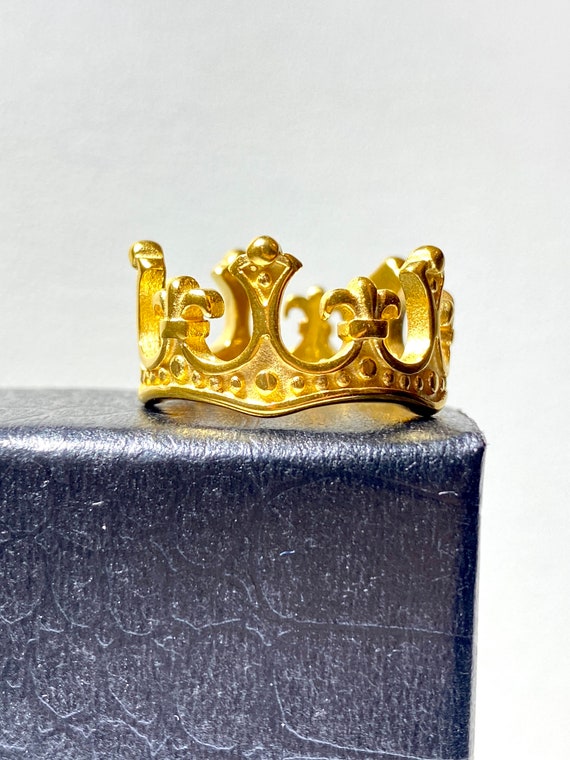 Men's king crown ring gold deals
