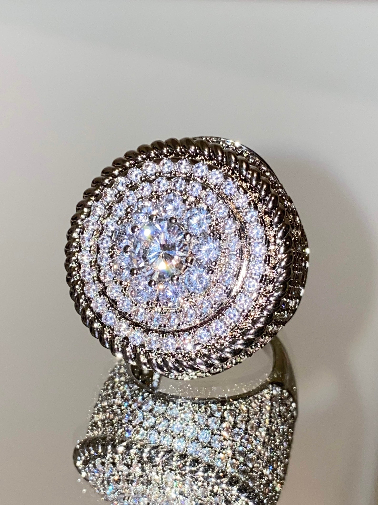 Men's Ice Out Ring Silver 5X Layered Diamond Cz Ring Etsy