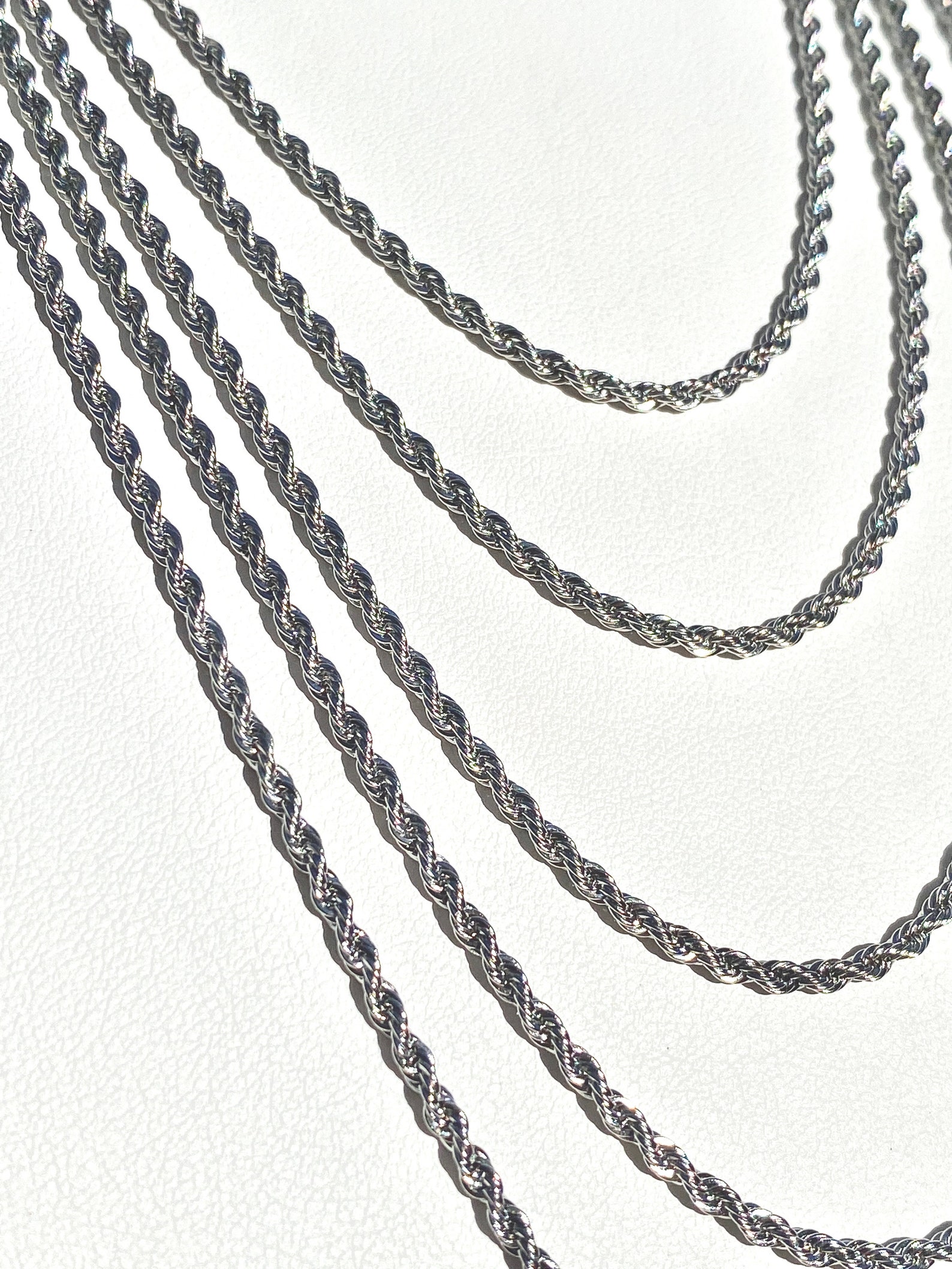 Men's Women's Rope Chain 14k White Gold 5X Layered Etsy
