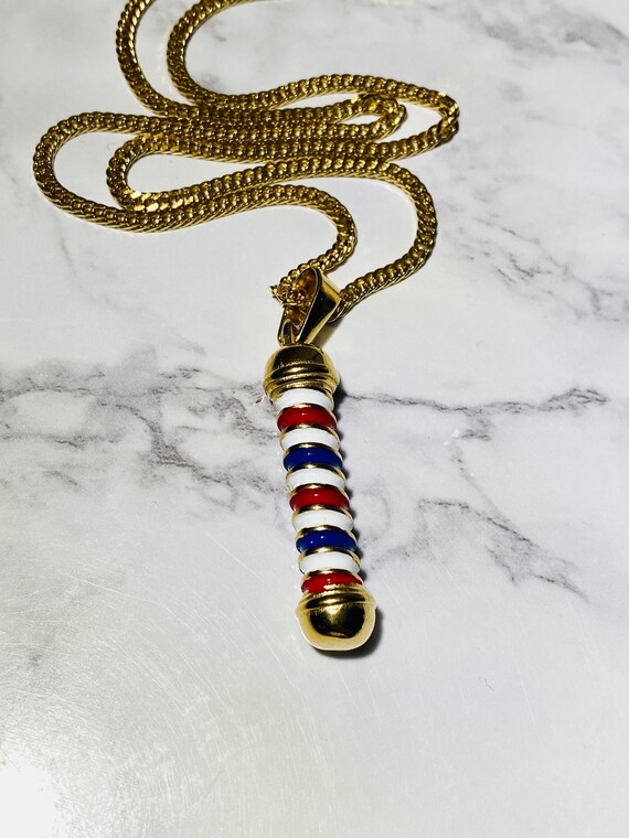 Gold barber pole pendant sale