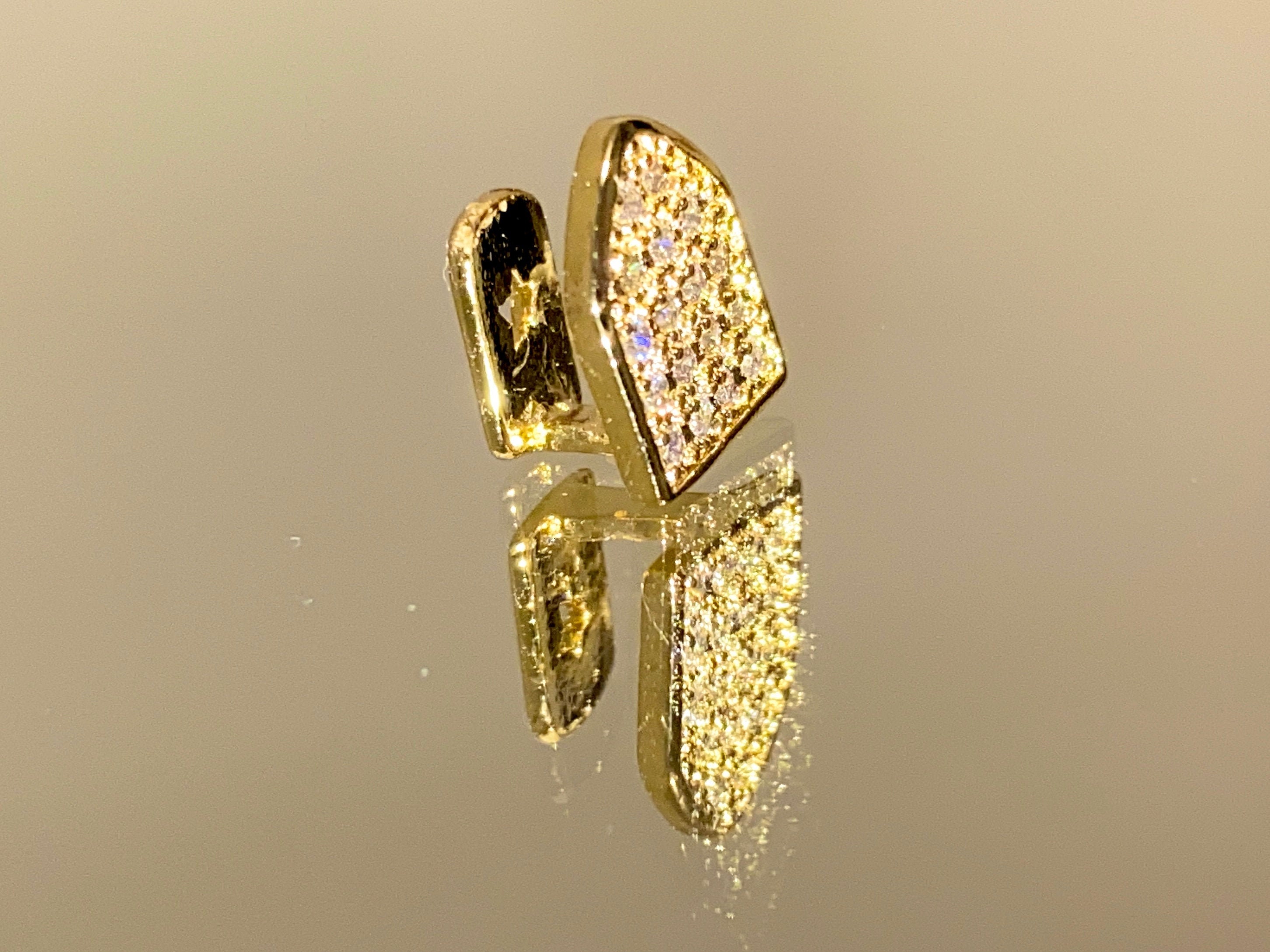 14K Gold 5X Layered Single Teeth Grillz Gold CZ Grillz Top Etsy