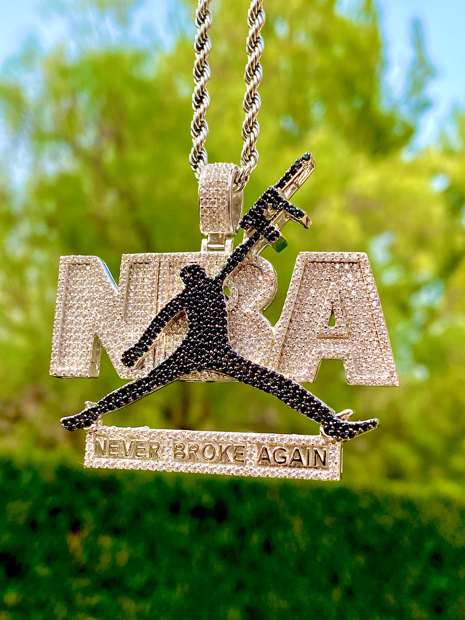 Accessories  Gold Iced Out Nba Never Broke Again Charm Chain