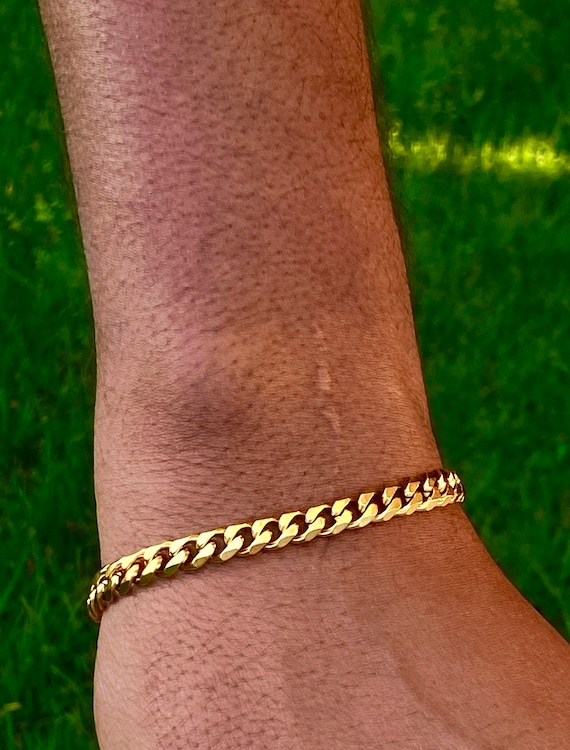 Men s Miami Cuban Link Bracelet 14k Gold 5X Layered Stainless