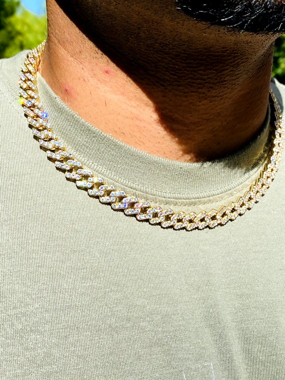 Men s 10mm Miami Cuban Link Chain 18 Inches Necklace 14k Gold 5X