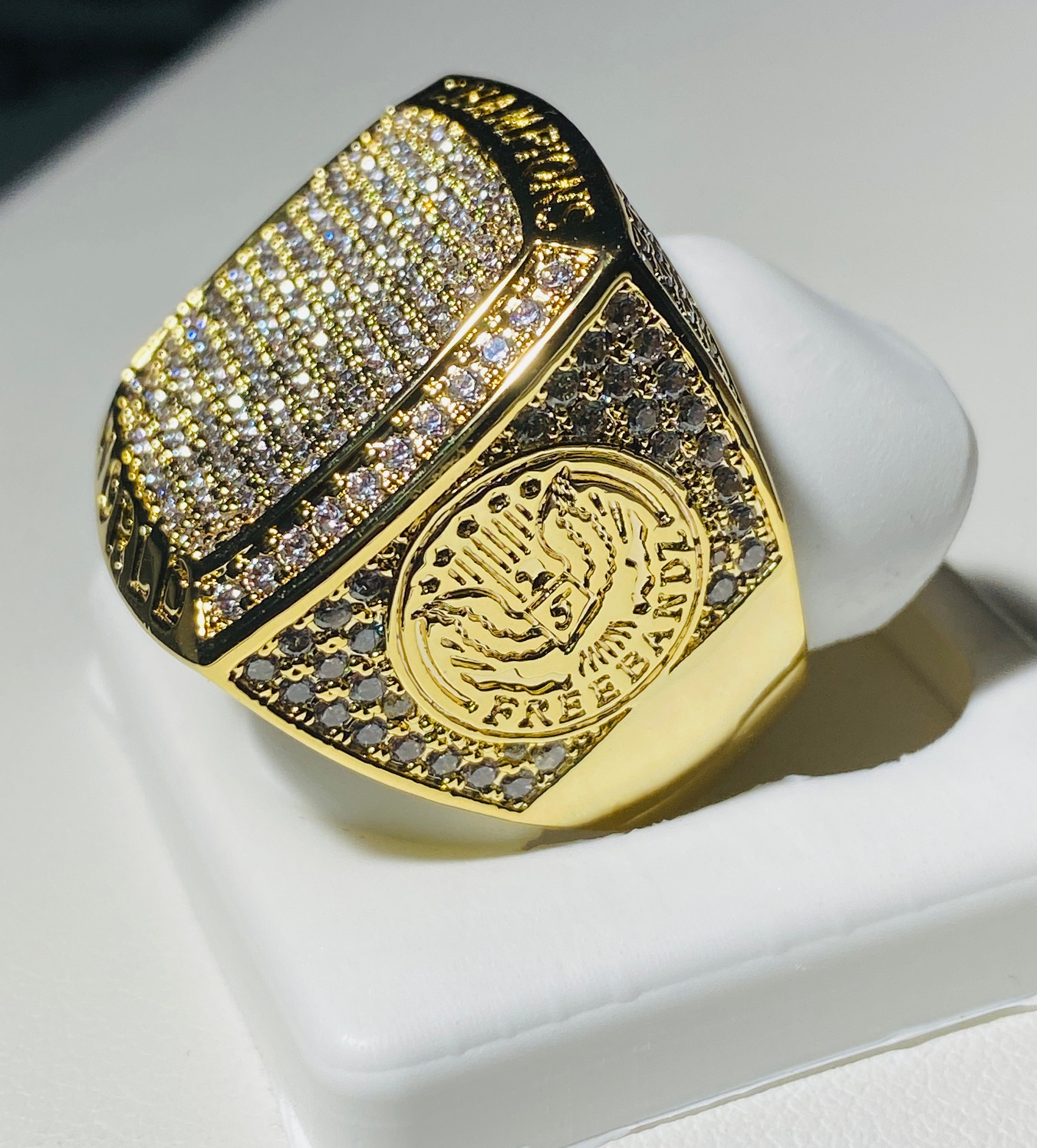 Men's Ice Out Ring 14k Gold 5X Layered Diamond Cz Ring Etsy