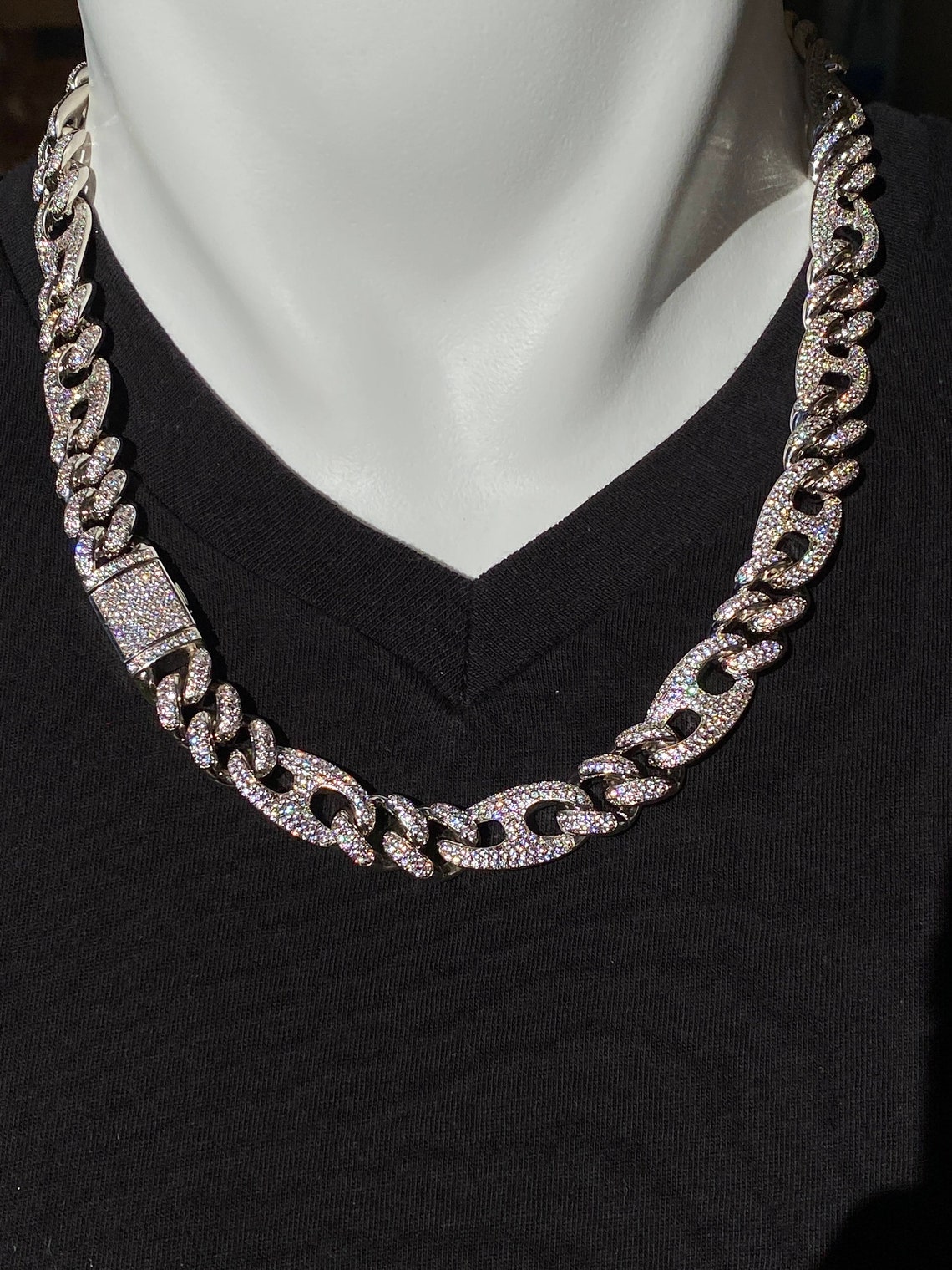 Men's miami cuban link necklace sterling silver 22 length Outlet