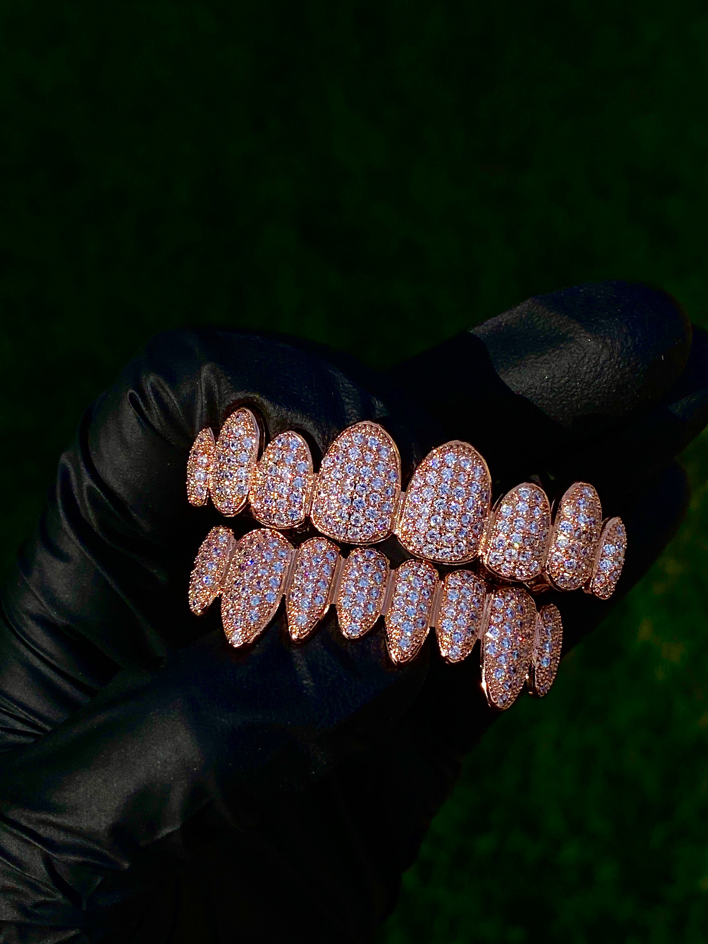 14K Rose Gold 5X Layered 8 Teeth Grillz Gold CZ Grillz Top Etsy