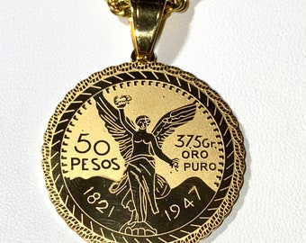 Mexico 1947 50 Pesos Gold Coin Pendant 