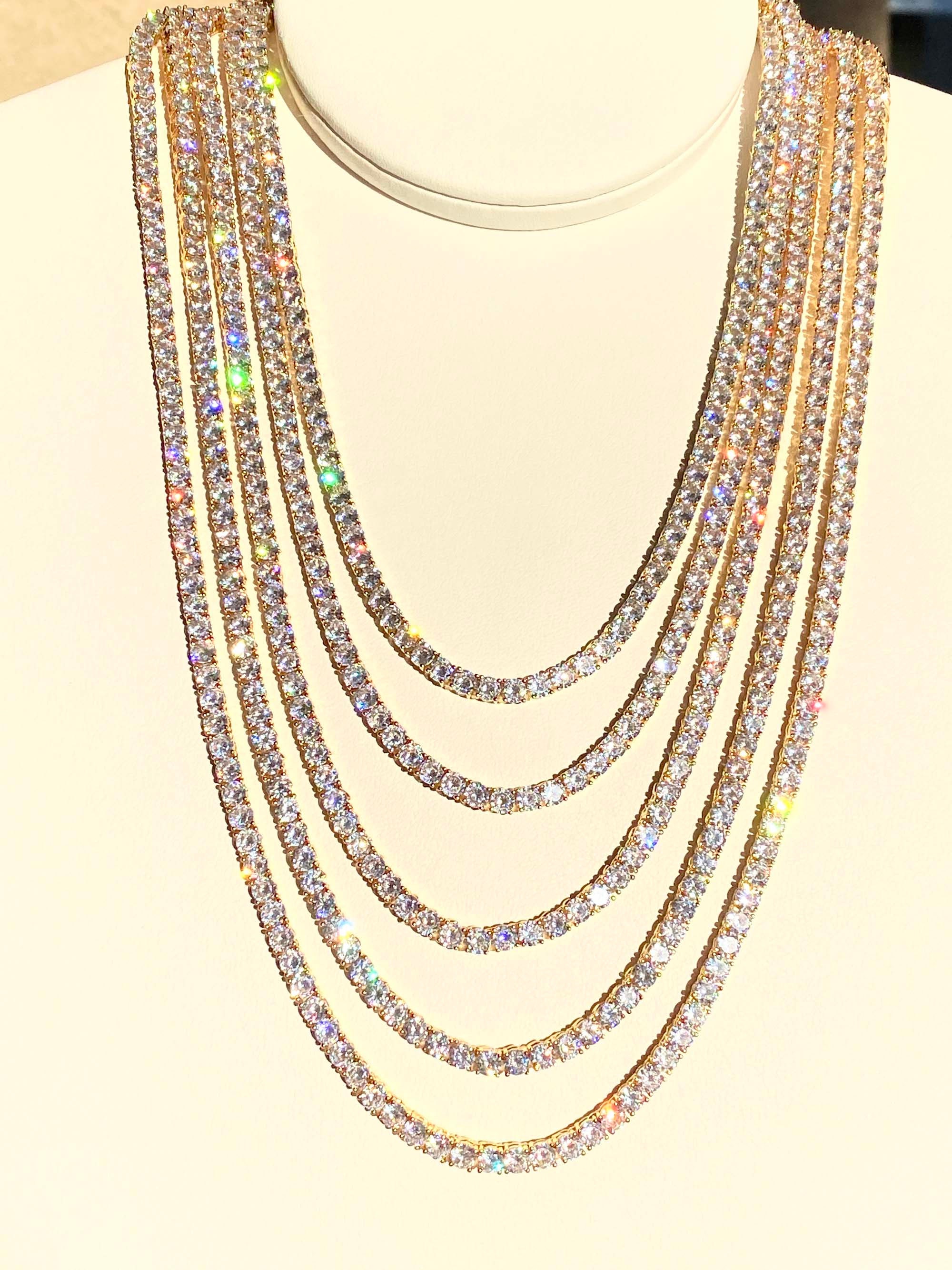 Bling Tennis Necklace Men's Women's 14k 