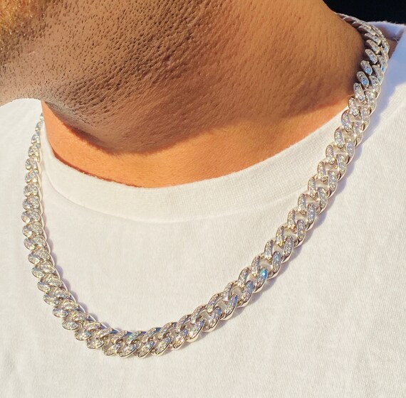 Men s 10mm Miami Cuban Link Chain Necklace 14K Gold 5X Layered