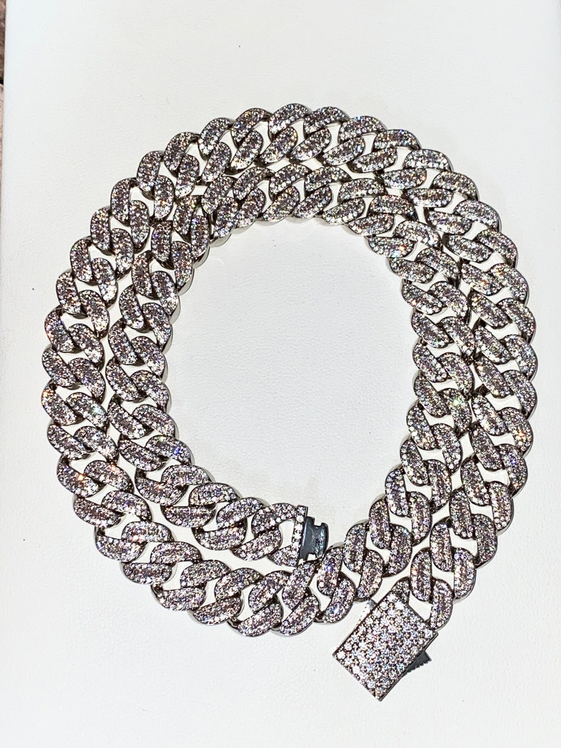 Men's 12mm Baguette Miami Cuban Link Chain Necklace 14K | Etsy