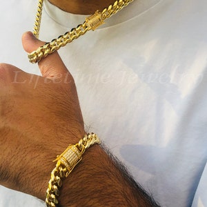 Miami Cuban Link Chain and Bracelet 8.5 Set for Men and Women - Etsy