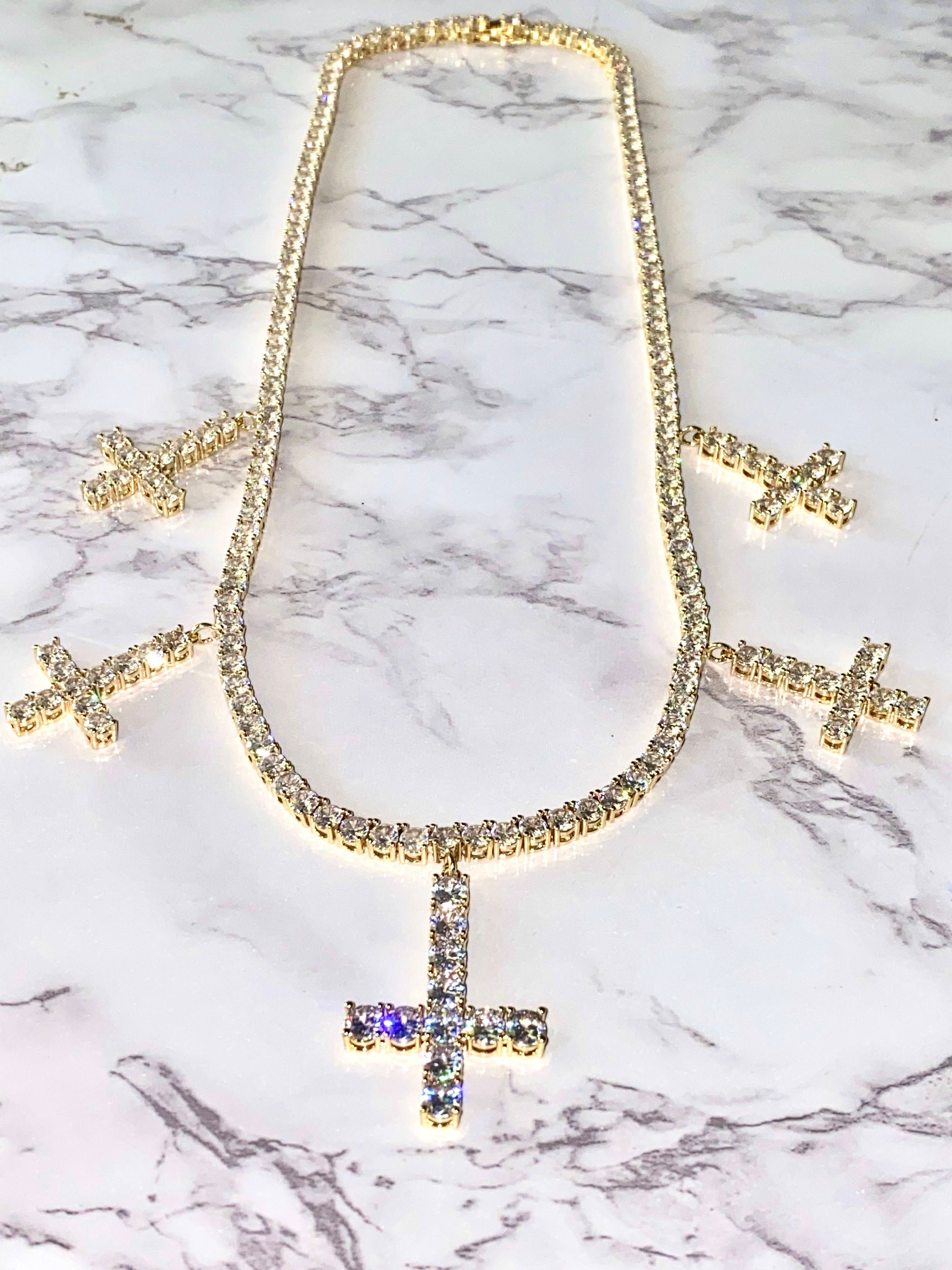 Men's Tennis Link Chain Necklace14k Gold 5X Layered 20 Etsy