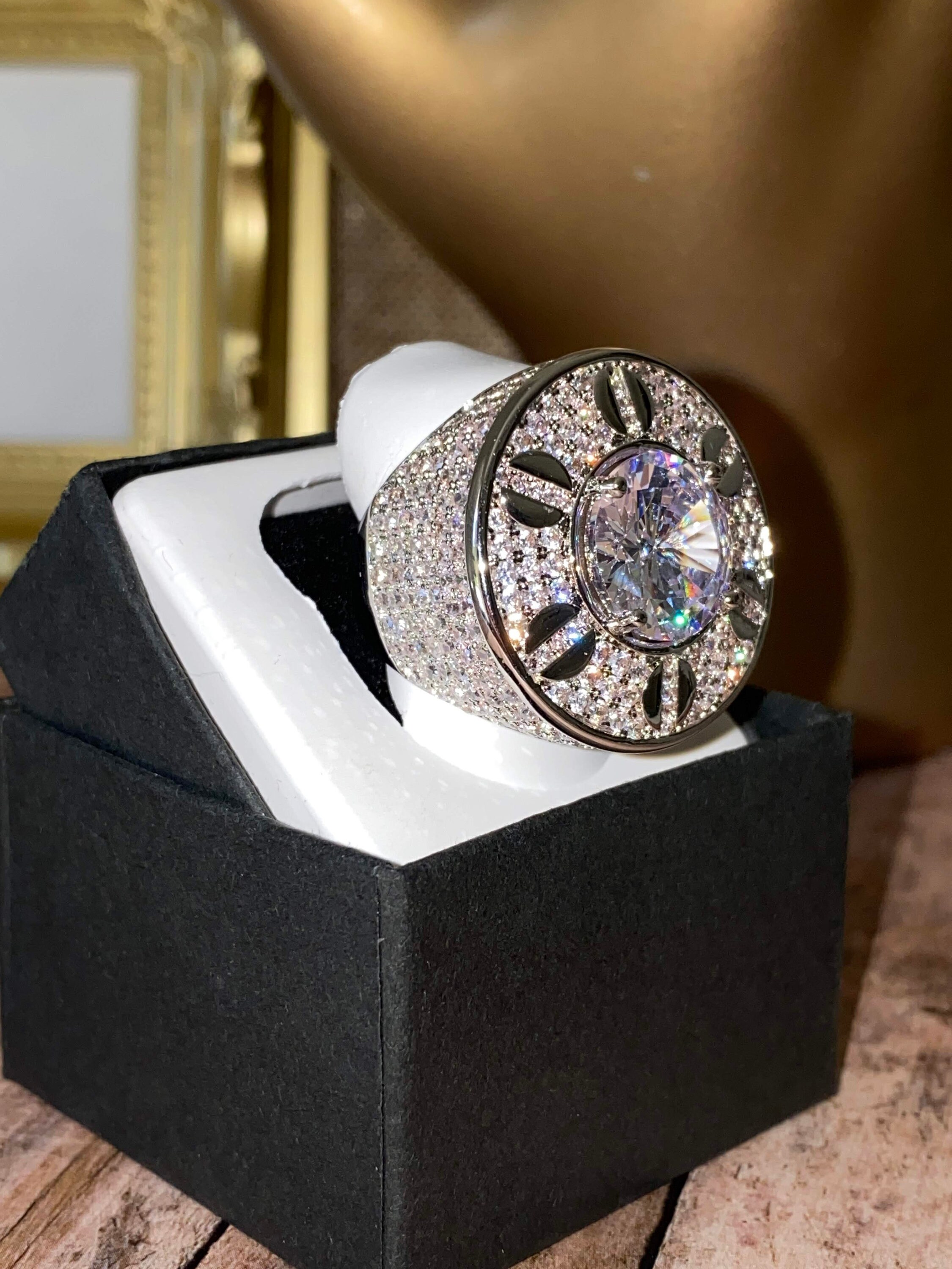 Men's Ice out Ring Silver 5X layered Diamond Cz Ring Etsy