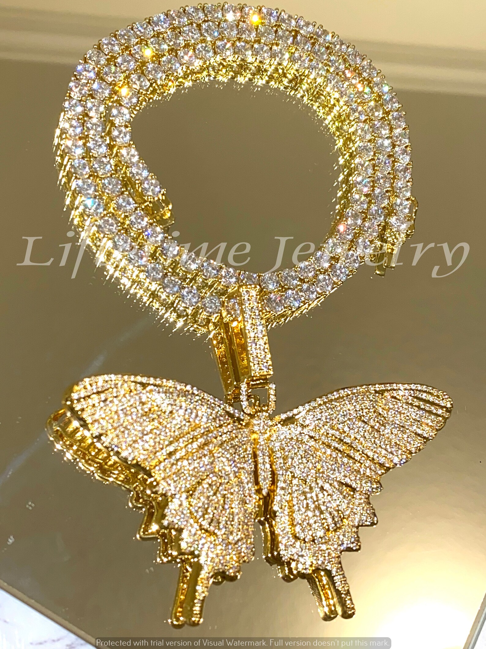 Men's Women's Tennis Link Chain Necklace 14k Gold 5X Etsy