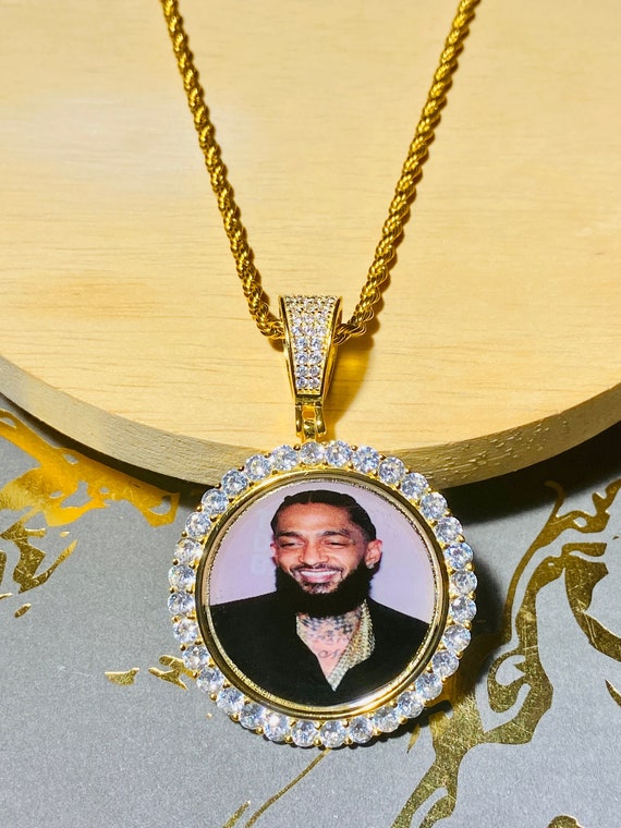 Men Women Iced Custom Round Photo 