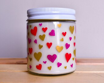 Hearts Painted Soy Candle