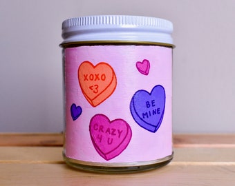 Candy Hearts Painted Soy Candle