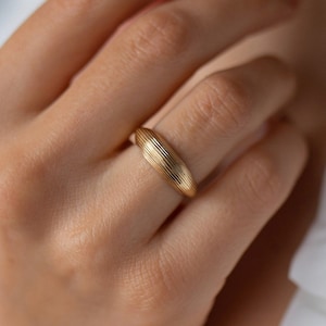 14K Gold Dome Ring, Minimal Stackable Ring, Gold Ring, Wedding Band, Everyday Jewelry, Mother&#39;s Day, Birthday, Plain Gold Ring, Gift for Her