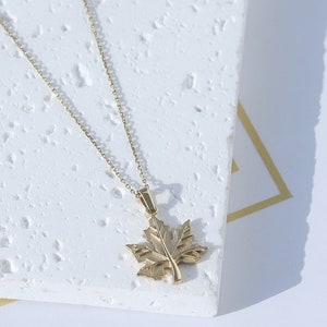 14K Gold Ahornblatt Kette, Blatt Anhänger, Natur, Gold Schmuck für jeden Tag, Geschenk für sie, Layering Kette, Laub, Minimalist, Rose Gold