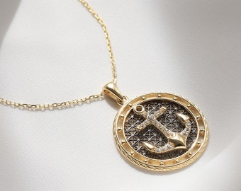 Gold Anchor Pendant - Etsy