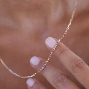 14k Real Solid Gold Original Rose Gold Paperclip Chain,Gold Rectangle Necklace,Link Layering Chain,Unisex Chain,Rose Gold Mini Paperclip