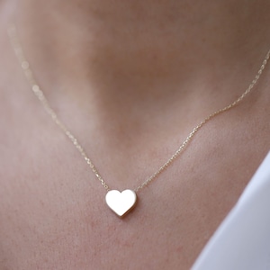 14K Gold Medium Heart Necklace, Real Gold, Heart Pendant, Love Necklace, Layering Necklace, Minimalist Jewelry, Gift for Her, Valentine's