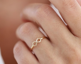 Infinity Ring, Dainty Gold Ring, Gift for Her, Valentine's Day, Eternity Ring, Minimal Gold Jewelry, Stacking Ring, Anniversary Gift, Love