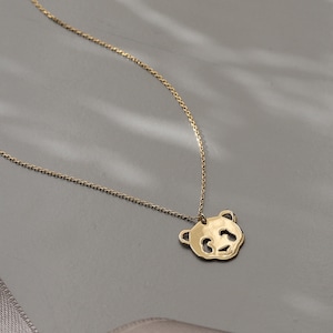 Panda Necklace, 14K Gold, Dainty Bear Pendant, Minimalist Layering Chain, Animal Jewelry, Gift for Her image 2