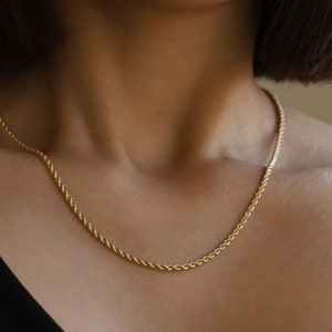 14K Gold Rope Chain Necklace,  2.1mm or 2.7mm Date Night, Timeless Jewelry, Layering Necklace, Gift for Her, Statement Piece, Edgy Look