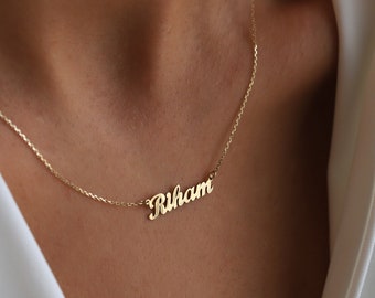 Dainty Gold Name Necklace, 14K Gold Monogram Necklace, Personalized Jewelry, Birthday Gift, Bridesmaid Gift, Gift For Her, Everyday Jewelry